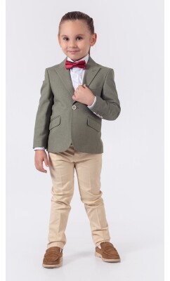 Wholesale 4-Piece Boys Suit Set with Shirt Jacket Pants and Bowti 1-4Y Lemon 1015-9826 - 2