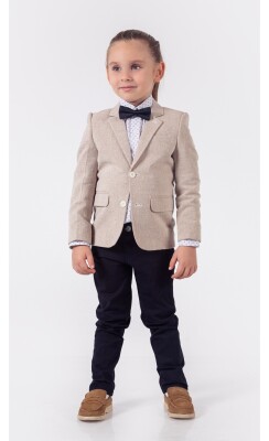 Wholesale 4-Piece Boys Suit Set with Shirt Jacket Pants and Bowti 5-8Y Lemon 1015-9815 - 1
