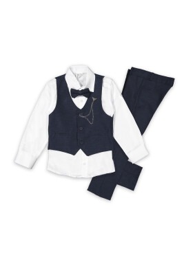 Wholesale 4-Piece Boys Suit Set with Vest, Shirt, Pants and Bow-tie 10-13Y Terry 1036-5590 - 1