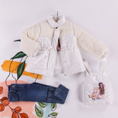 Wholesale 4-Piece Girls Set with Body, Coat, Denim Pants and Bag 2-5Y Miss Lore 1055-5400 - Miss Lore (1)