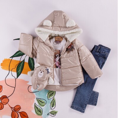 Wholesale 4-Piece Girls Set with Coat, Pants, Body and Bag 2-5Y Miss Lore 1055-5403 - Miss Lore