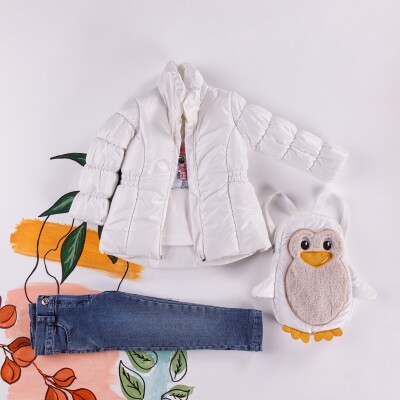 Wholesale 4-Piece Girls Set with Coat, Pants Long Sleeve T-shirt and Bag 2-5Y Miss Lore 1055-5404 - Miss Lore (1)