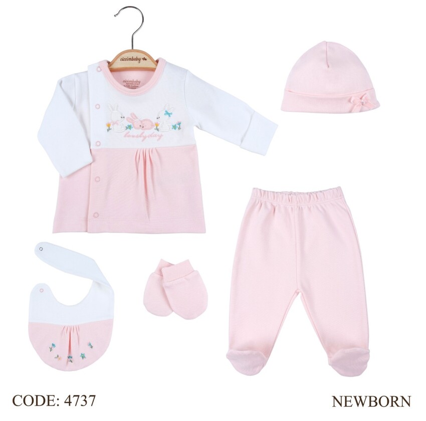 Wholesale 5-Piece Baby Girls Newborn Set 0-3M Ciccimbaby 1043-4737 - 1