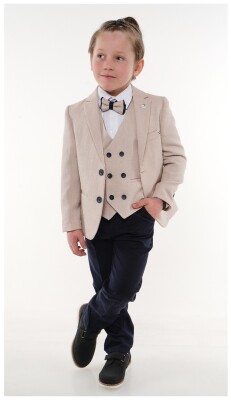 Wholesale 5-Piece Boys Suit Set with Vest Shirt Jacket Pants and Bowti 5-8Y Terry 1036-5747 - 1