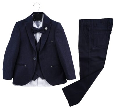 Wholesale 5-Piece Boys Suit Set with Vest Shirt Jacket Pants and Bowti 5-8Y Terry 1036-5747 - 2