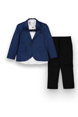 Wholesale 5-Piece Boys Suit Set with Vest Shirt Jacket Pants and Bowti 9-12Y Terry 1036-5742 Saxe