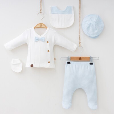 Wholesale 5-Piece Newborn Baby Boys Body Pants Hat Bib Glove 0-3M Minizeyn 2014-7038 - 1