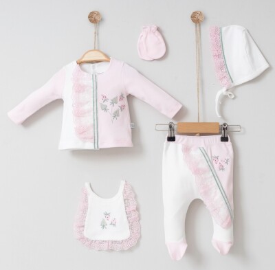 Wholesale 5-Piece Newborn Baby Set 0-6M Miniborn 2019-5020 Pink