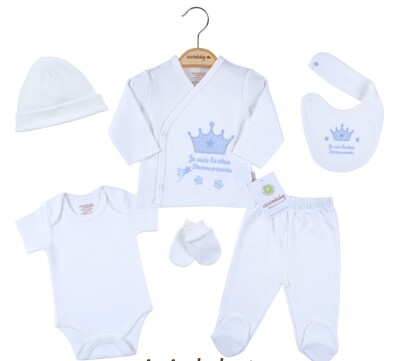 Wholesale 6-Piece Baby Onesies Set 0-3M Ciccimbaby 1043-3961 Blue