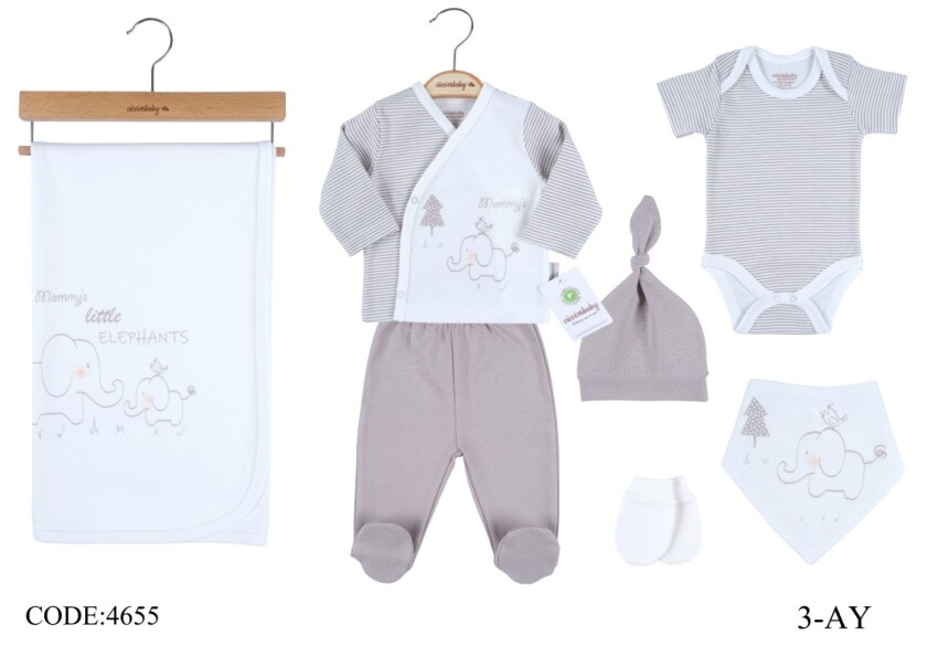 Wholesale 7-Piece Baby Boys Newborn Set 0-3M Ciccimbaby 1043-4655-2 - 1