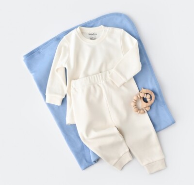 Wholesale Unisex Baby Sweatshirt and Pants Set 100% Organic Cotton Set 3-24M Baby Cosy - 1