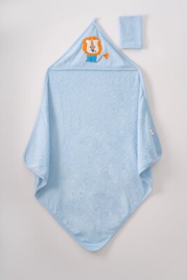 Wholesale Baby 100X100 Hooded Towel 0-18M Ramel Kids 1072-364 Синий