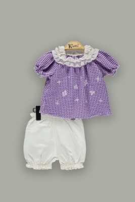 Wholesale Baby 2-Piece Shorts Set with Shirt 6-18M Kumru Bebe 1075-3698 Lilac