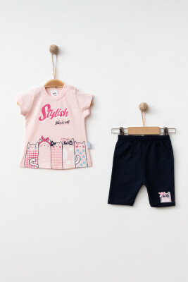 Wholesale Baby 2-Pieces T-shirt and Short Set 3-9M Hoppidik 2017-2295 Pink