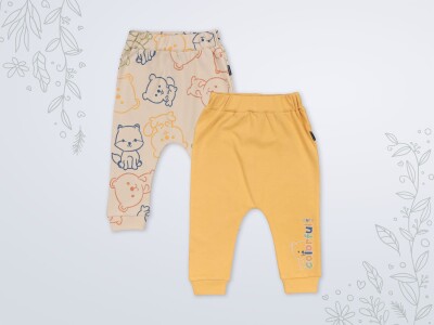 Wholesale Baby Boy 2 Pairs of Trousers 3-18M Miniworld 1003-18562 Miniworld 1003-18562 Mustard