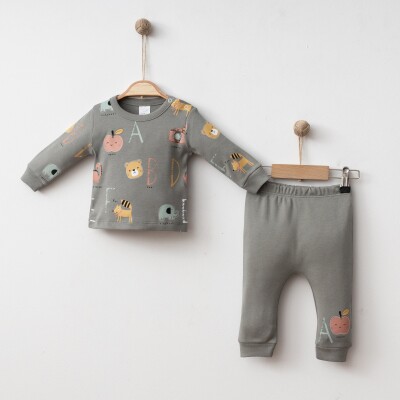 Wholesale Baby Boy 2-piece Badi and Trousers Set 3-12M Gümüş Baby 2043-002110 Khaki