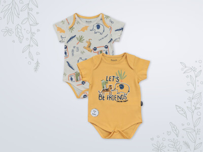 Wholesale Baby Boy 2-Piece Bodysuit 3-18M Miniworld 1003-18248 Mustard