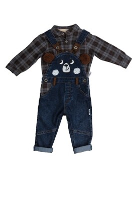 Wholesale Baby Boy 2-Piece Shirt and Denim Jumpsuit Set 0-24M Wogi 1030-WG-1402 - Wogi