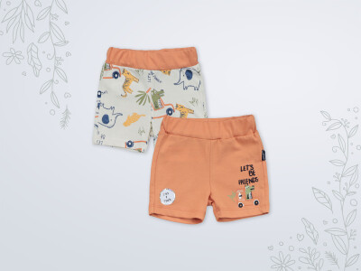 Wholesale Baby Boy 2-Piece Shorts 3-18M Miniworld 1003-18247 Light Cinnamon