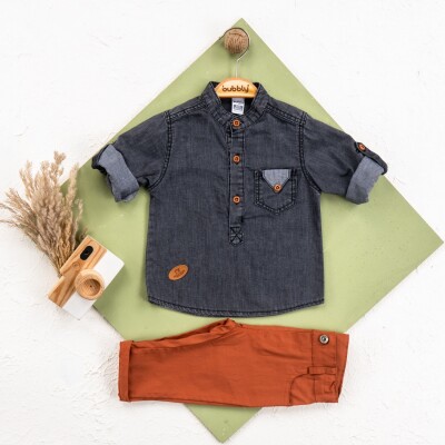 Wholesale Baby Boys 2 Pieces Shirt and Trousers Set Suit 6-24M Bubbly 2035-452 - 3