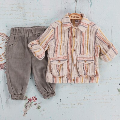 Wholesale Baby Boy 2 Pieces Shirt Trousers Set Suit 6-24M Bubbly 2035-281 - 2
