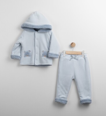 Wholesale Unisex 2pcs Cardigan and Pants Set 6-24M Flexi Baby 2063-217553 Baby Blue2