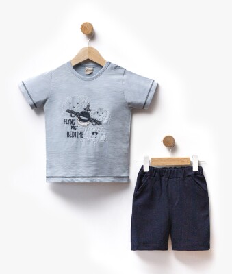 Wholesale Baby Boy 2pcs T-shirt and Shorts Set 2-5Y Flexi Baby 2063-216414 Blue