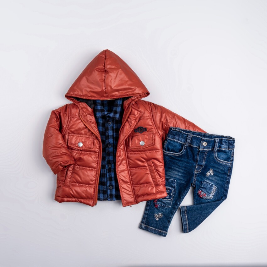 Wholesale Baby Boy 3-Pack Coat Shirt and Jeans Trousers 6-24M Bubbly 2035-2042 - 2