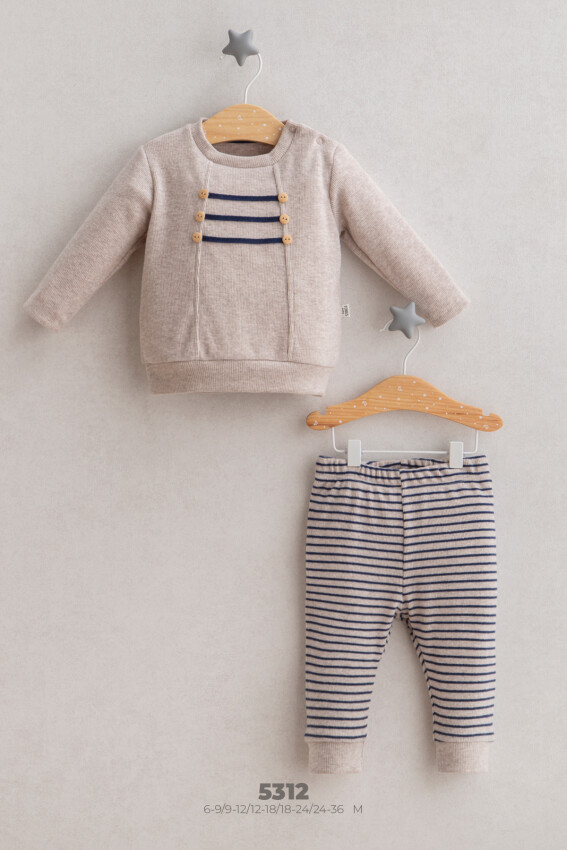 Wholesale Baby Boy 3-Piece Cardigan Sweater and Pants Set 6-24M Tongs 1028-5312 - 1