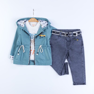 Wholesale Baby Boy 3-Piece Coat, Pants and Sweatshirt Set 9-24M Bombili 1004-6688 Blue