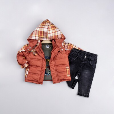 Wholesale Baby Boy 3-Piece Coat Sweat and Jeans Trousers Set 6-24M Bubbly 2035-2055 - Bubbly