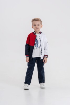 Wholesale Baby Boy 3-Piece College Jacket, T-Shirt and Pants Set 9-24M Lemon 1015-10089 - 1