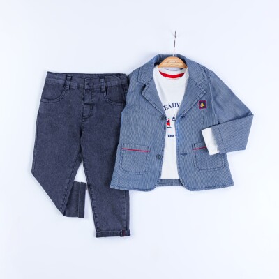 Wholesale Baby Boy 3-Piece Jacket, Badi and Denim Pants Set 9 24M Bombili 1004-6695 - Bombili