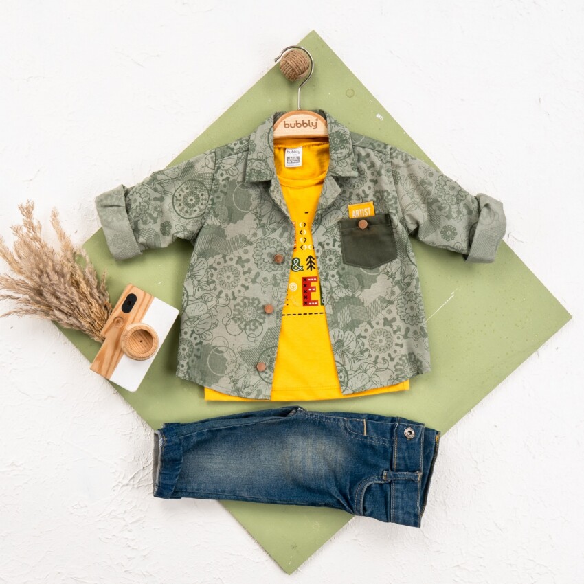 Wholesale Baby Boy 3-Piece Jacket, Pants and T-Shirt Set 6-24M Bubbly 2035-457 - 1