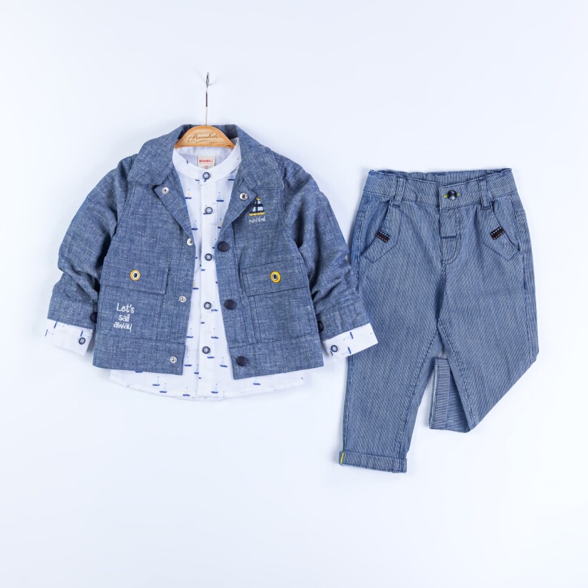 Wholesale Baby Boy 3-Piece Jacket, Shirt and Pants Set 9-24M Bombili 1004-6700 - 1