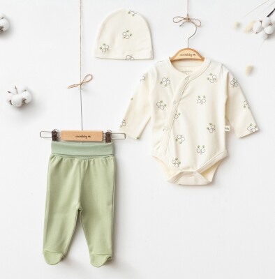 Wholesale Baby Boy 3-piece Newborn Newborn Onesies Pants and Hat Set 0-3M Ciccimbaby 1043-5058 Green