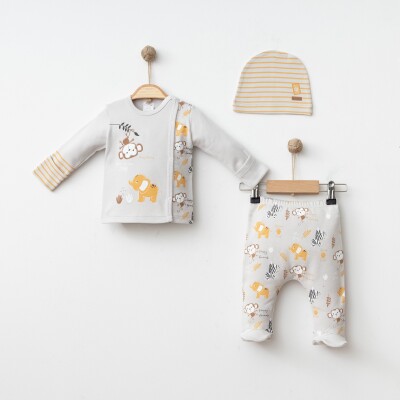 Wholesale Baby Boy 3-Piece Newborn Set 0-3M Gümüş Baby 2043-005002 - Gümüş Baby