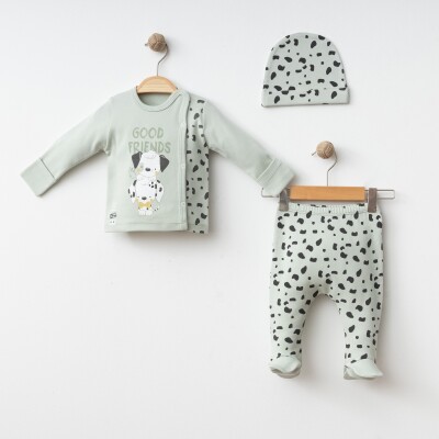 Wholesale Baby Boy 3-Piece Newborn Set 0-3M Gümüş Baby 2043-005005 Mint Green2