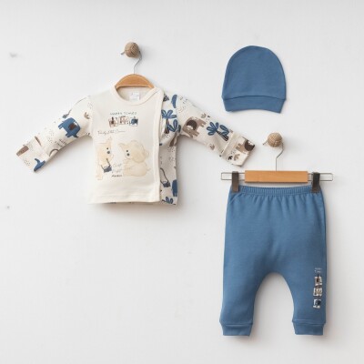 Wholesale Baby Boy 3-piece Newborn Set 0-3M Gümüş Baby 2043-5000-1 - Gümüş Baby