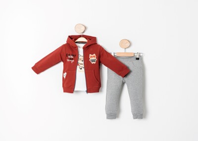 Wholesale Baby Boy 3-Piece Tracksuit 9-24M Sani 1068-10008 Claret Red