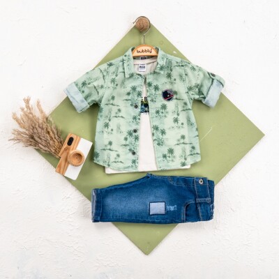 Wholesale Baby Boy 3 Pieces Shirt Trousers Set Suit 6-24M Bubbly 2035-447 - 2