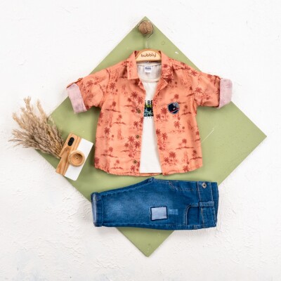 Wholesale Baby Boy 3 Pieces Shirt Trousers Set Suit 6-24M Bubbly 2035-447 - 3