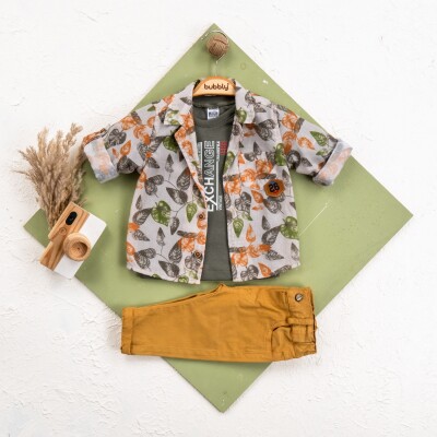 Wholesale Baby Boy 3 Pieces Shirt Trousers Set Suit 6-24M Bubbly 2035-450 Green
