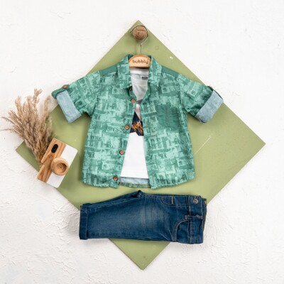 Wholesale Baby Boy 3 Pieces Shirt Trousers Set Suit Bubbly 2035-440 - 2