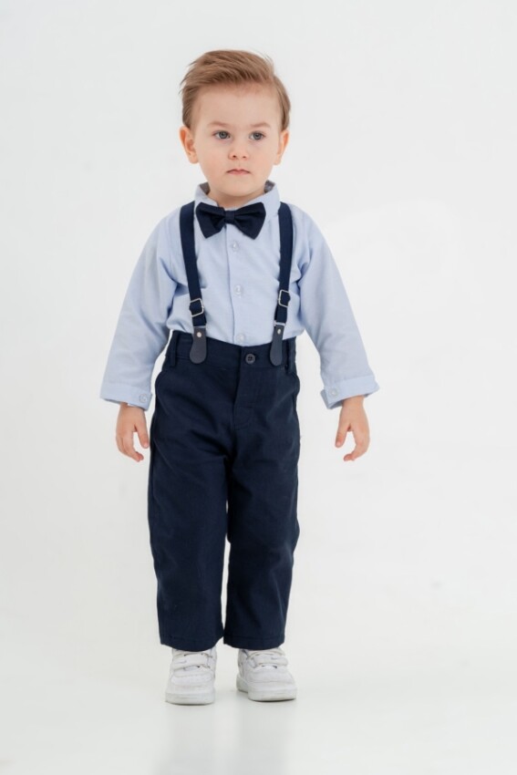 Wholesale Baby Boy 4-Piece Pants Shirt Bow Tie and Suspenders Set 9-24M KidsRoom 1031-6012 - 4