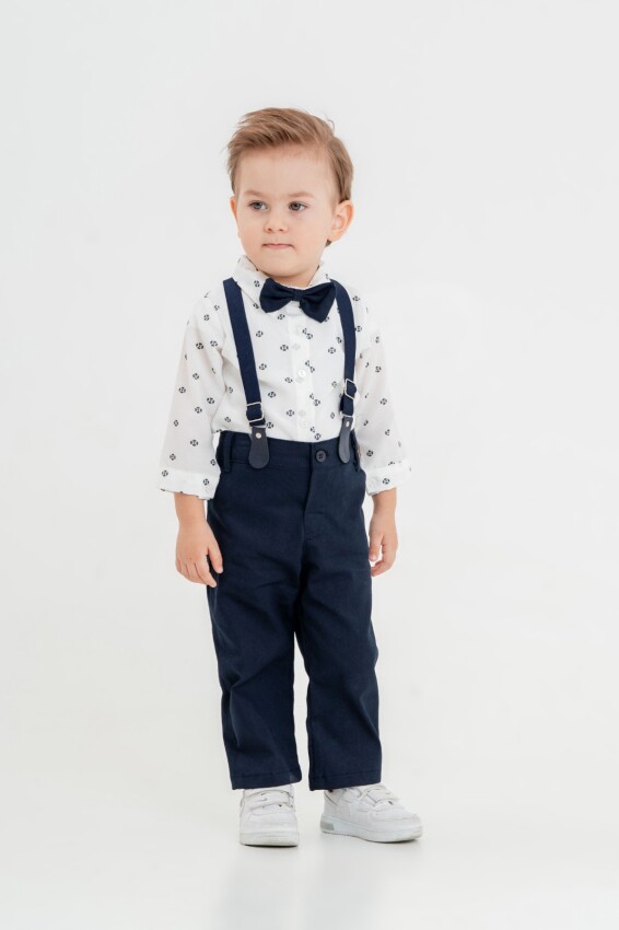 Wholesale Baby Boy 4-Piece Pants Shirt Bow Tie and Suspenders Set 9-24M KidsRoom 1031-6012 - 6