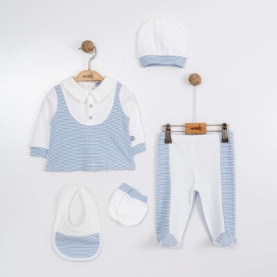 Wholesale Baby Boy 5-Piece Newborn Set 0-6M Miniborn 2019-5045 Blue