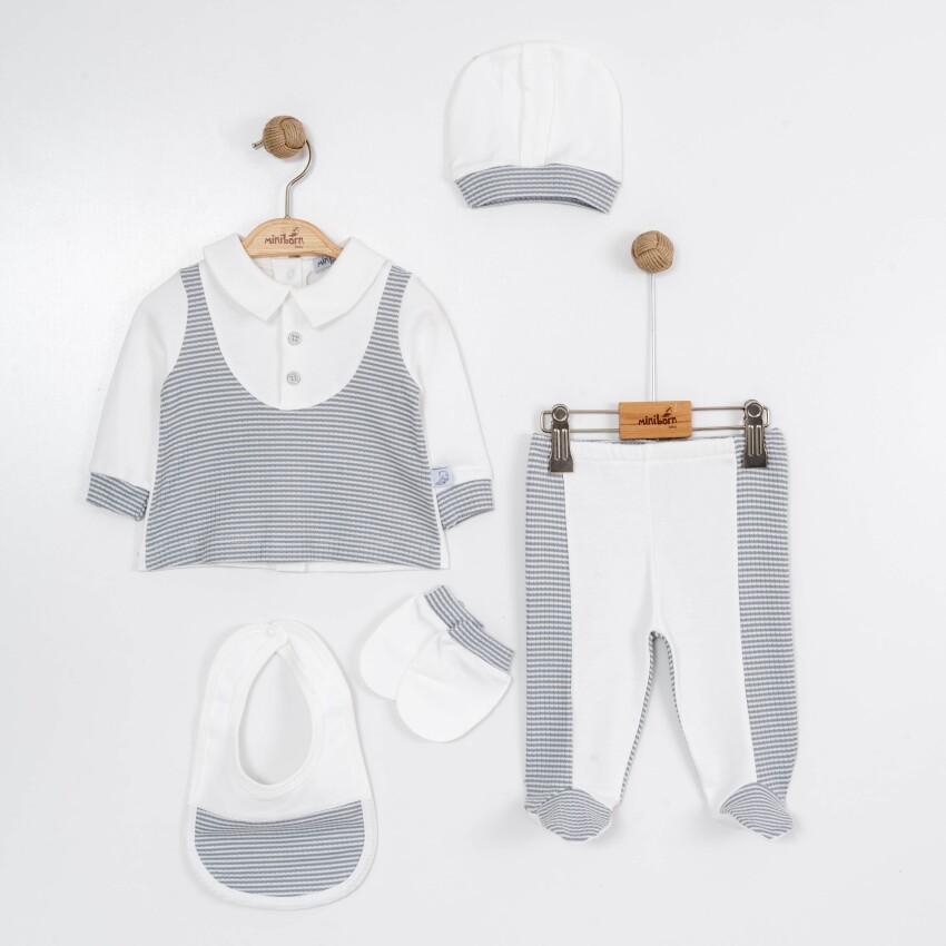 Wholesale Baby Boy 5-Piece Newborn Set 0-6M Miniborn 2019-5045 - 2