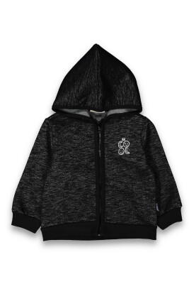 Wholesale Baby Boy Basic Hooded Cardigan 6-18M Tuffy 1099-0603 Black