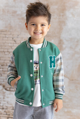 Wholesale Baby Boy Embroidery Detailed Plaid Jacket 6-48M Mininio 2062-252M1AYI22 - Mininio